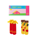 Gift Box Set Women Crew Socks Fun Burger Series Fuzzy Thick Warm Soft Socks